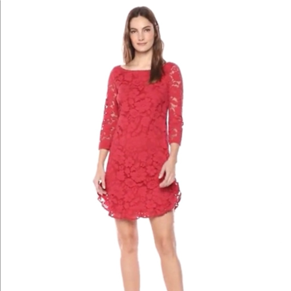 Vince Camuto Lace Ruffle Hem Dress